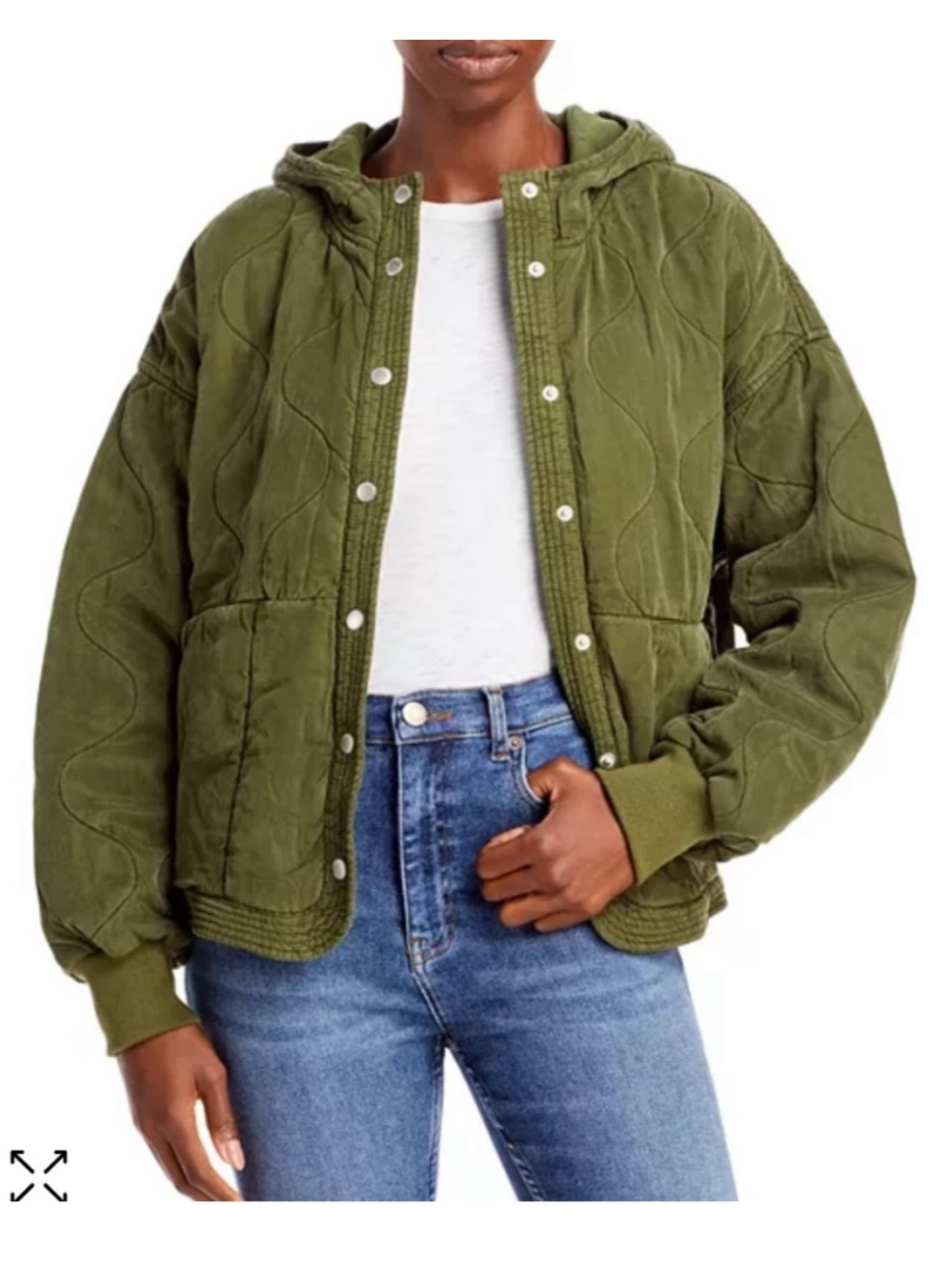 BlankNYC Green Hooded Quilted Jacket